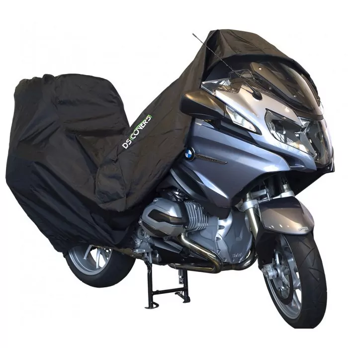 Motorrad-topcase-abdeckplane "alfa", Schwarz, L, Maße: L 229 X B 99 X H Vorne 135 X H Hinten 125cm