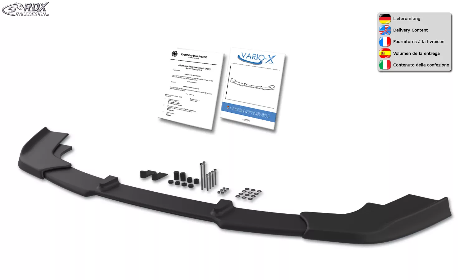 RDX Frontspoiler VARIO-X für MERCEDES CLS-Klasse C219 AMG (Passend an AMG bzw. Fahrzeuge mit AMG Frontstoßstange) Frontlippe Front Ansatz Vorne Spoilerlippe