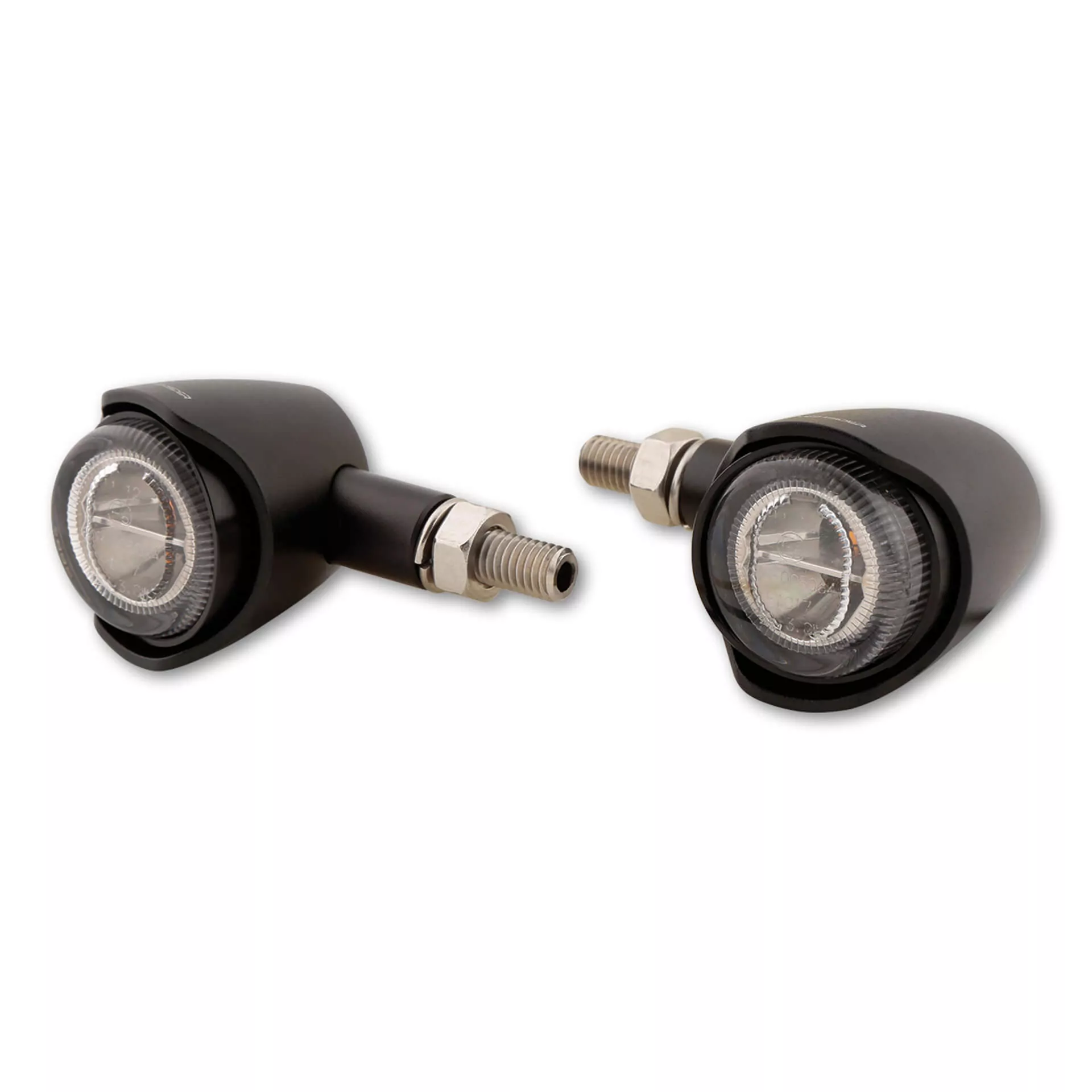 HIGHSIDER Pro Akron-X LED Mini Indicator Gehäuse  Schwarz / Linse Rauchgrau (Paar), Vorn & Hinten