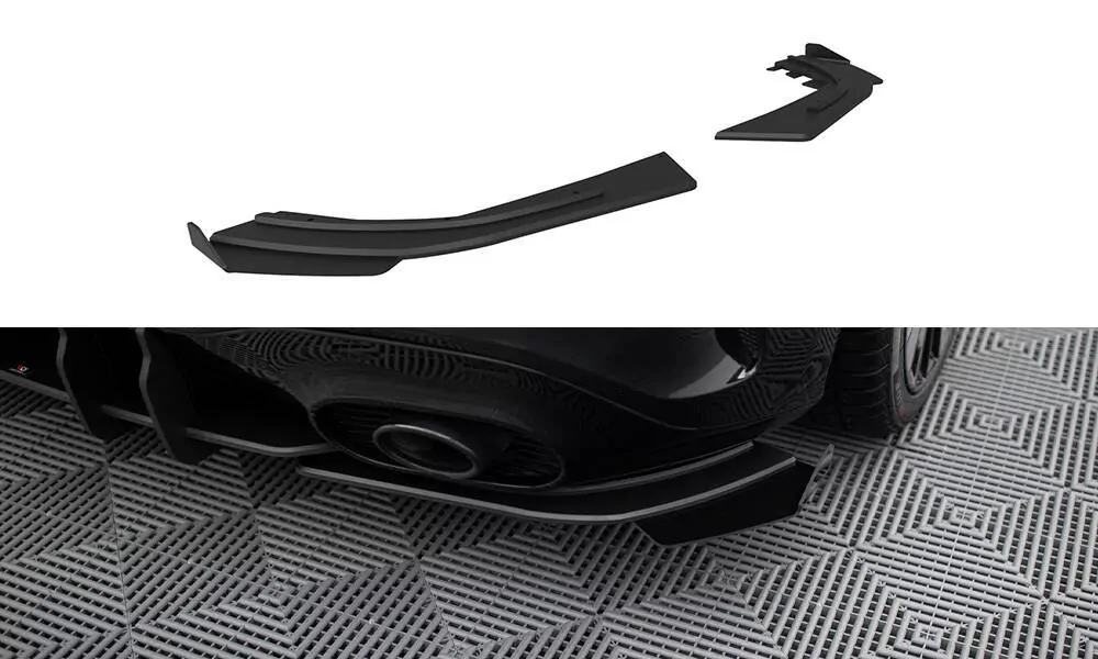 Street Pro Heck Ansatz Flaps Diffusor +Flaps Für Mercedes-AMG A35 Hatchback W177 Schwarz Hochglanz