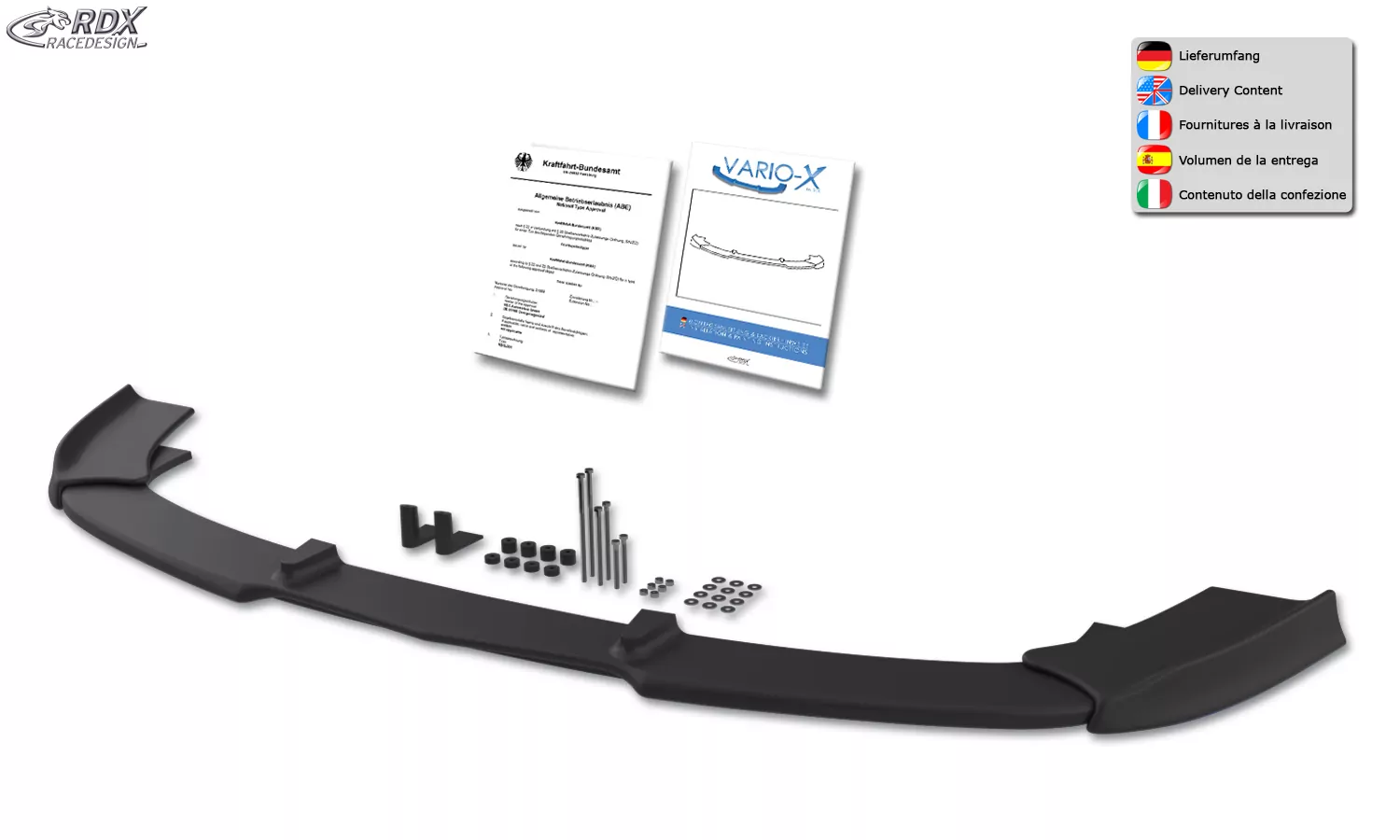 RDX Frontspoiler VARIO-X für MERCEDES V-Klasse W447 2014-2019 Frontlippe Front Ansatz Vorne Spoilerlippe