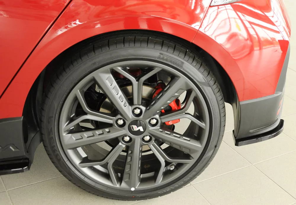 Rieger Heckschürzenansatz seitlich links glanz schwarz für Hyundai i20 N-Performance  (BC3) 5-tür. (Schrägheck) 04.21-