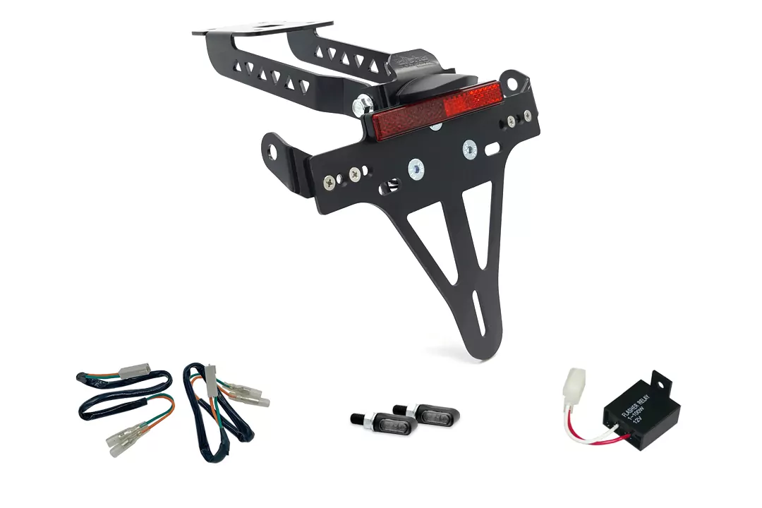 alpha Technik Kennzeichenhalter-Blinker-Kit MLED für Kawasaki Z650 und Ninja 650 Typ: ER650H / EX650K (Modelljahr 2017 bis 2019) (Hinten)