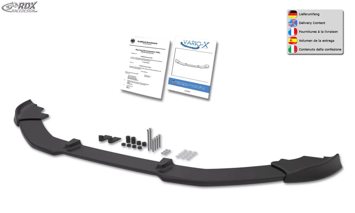 RDX Frontspoiler VARIO-X für VW Touran 5T 2015+ Frontlippe Front Ansatz Vorne Spoilerlippe