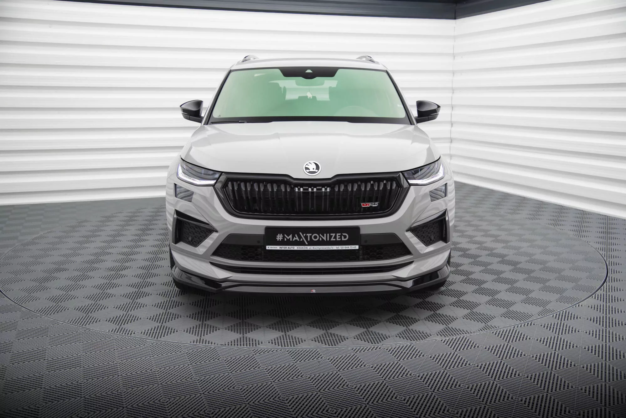 Front Ansatz V.2 Für Skoda Kodiaq RS Mk1 Facelift Schwarz Hochglanz