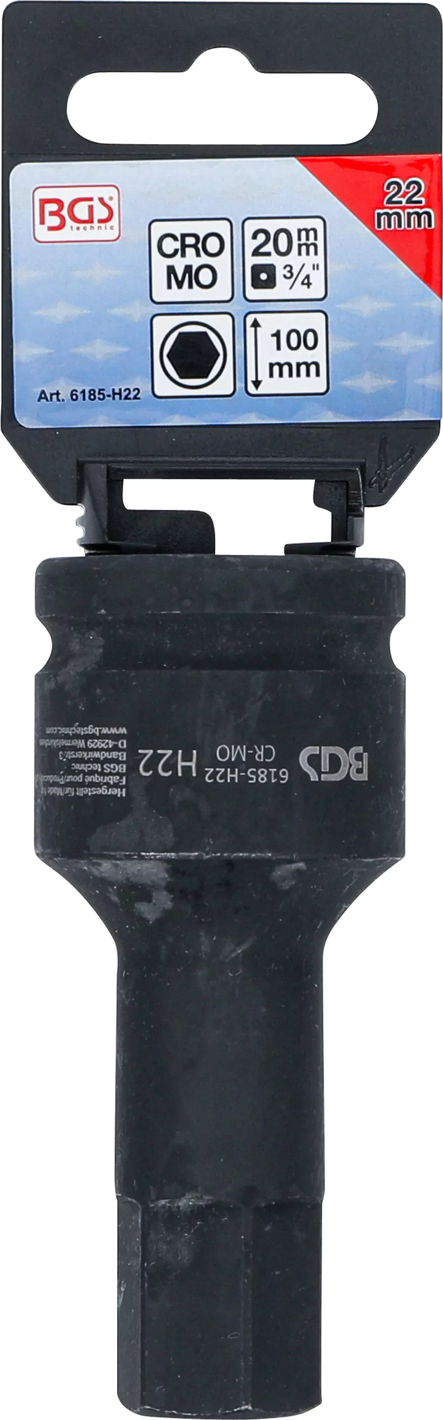 Kraft-Bit-Einsatz | Länge 100 mm | Antrieb Innenvierkant 20 mm (3/4") | Innensechskant 22 mm