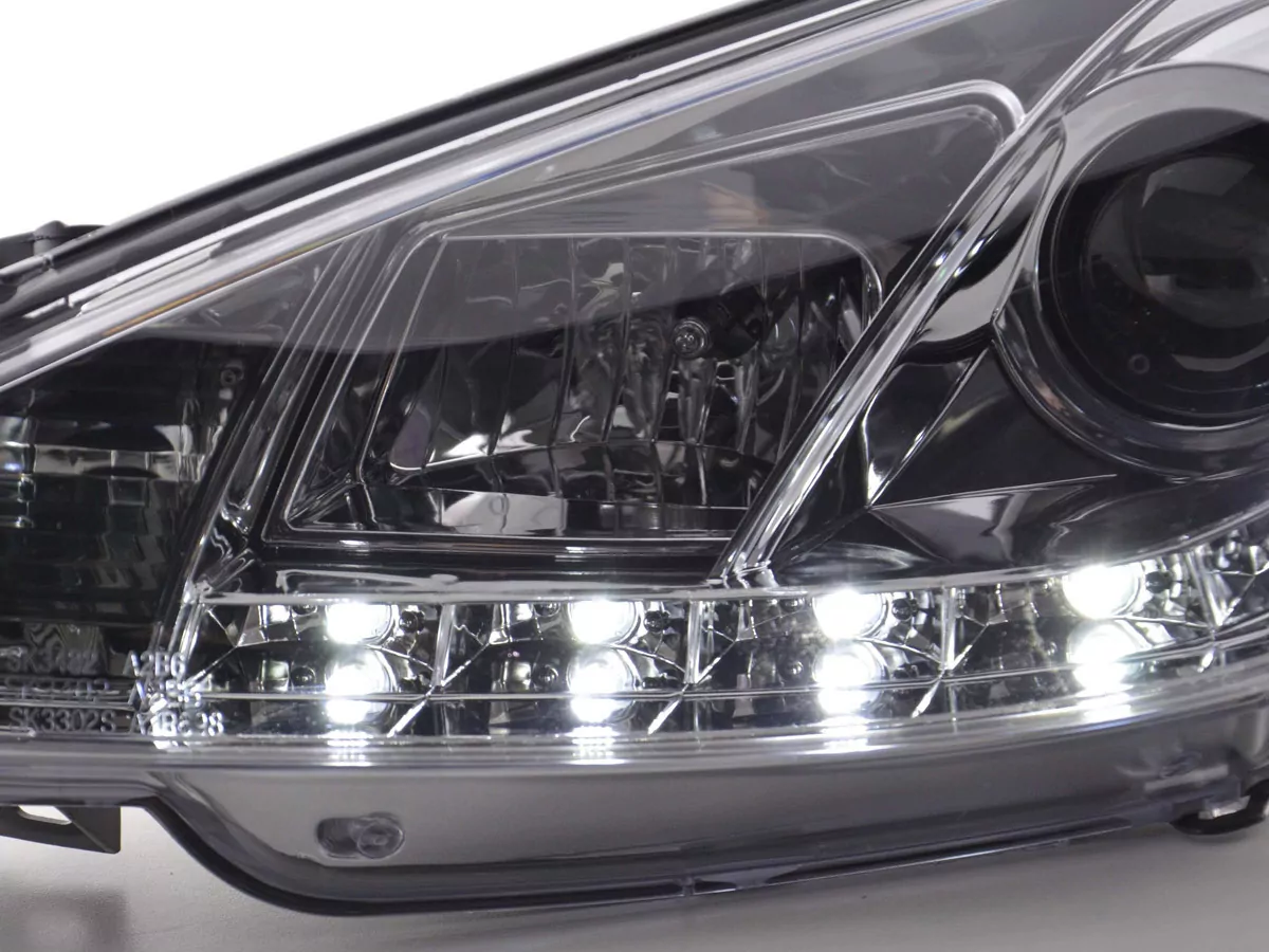 Scheinwerfer Set Daylight LED Tagfahrlicht Peugeot 206 Typ S16 Bj. 98- chrom