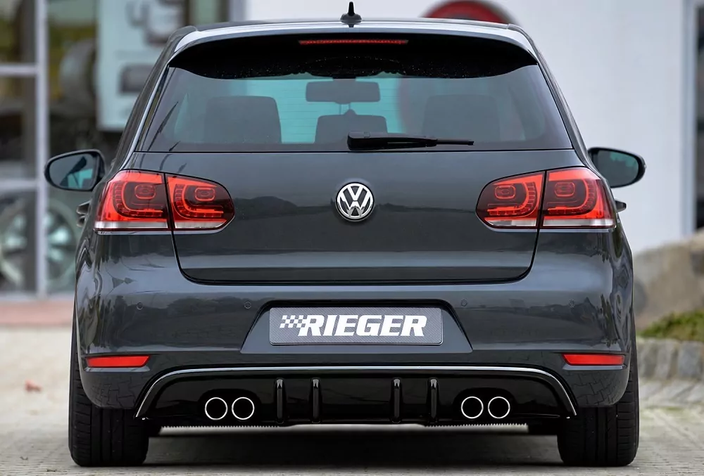 Rieger Heckeinsatz mit 2 Doppelfinnen glanz schwarz für VW Golf 6  10.08-