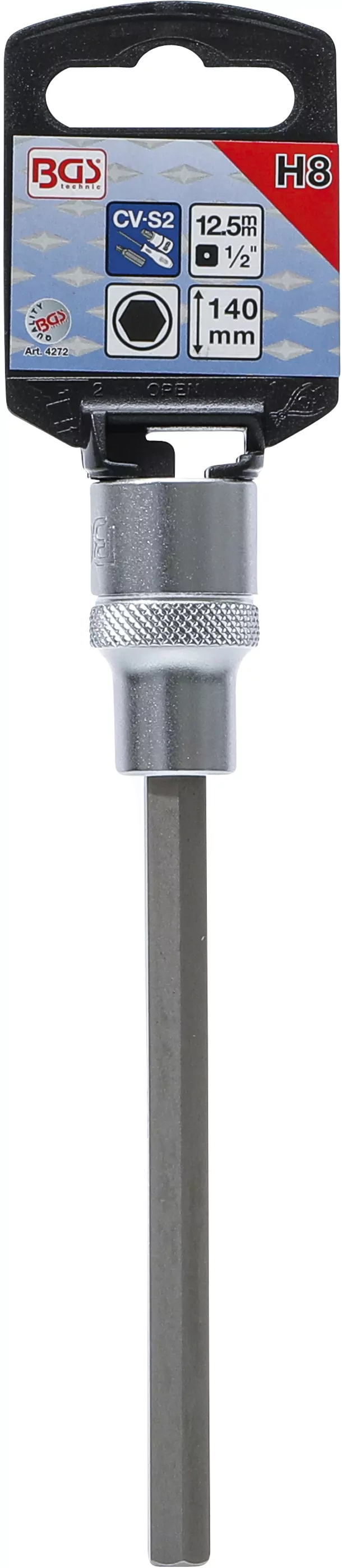 Bit-Einsatz | Länge 140 mm | Antrieb Innenvierkant 12,5 mm (1/2") | Innensechskant 8 mm