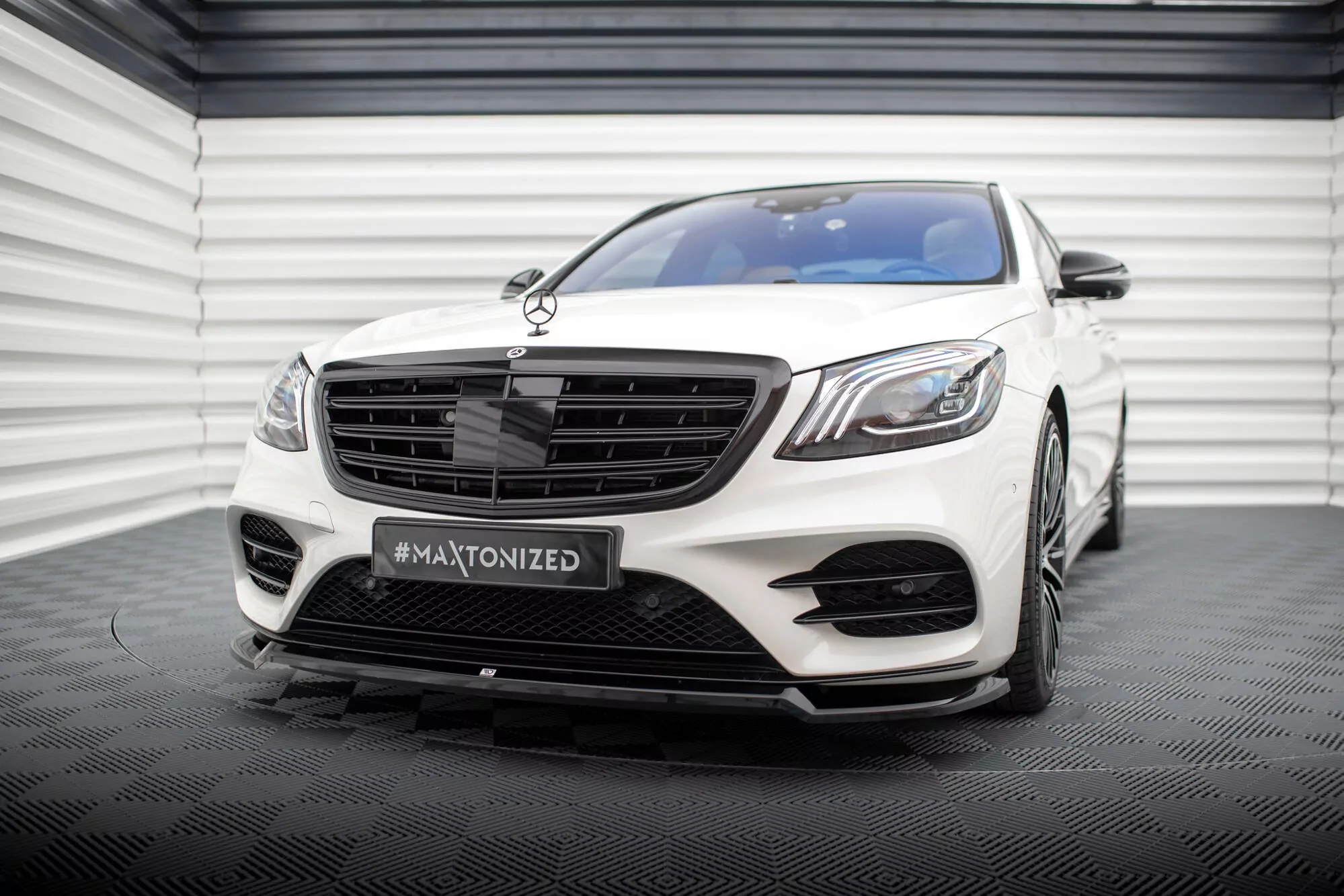Front Ansatz V.1 Für Mercedes-Benz S AMG-Line W222 Facelift Schwarz Hochglanz
