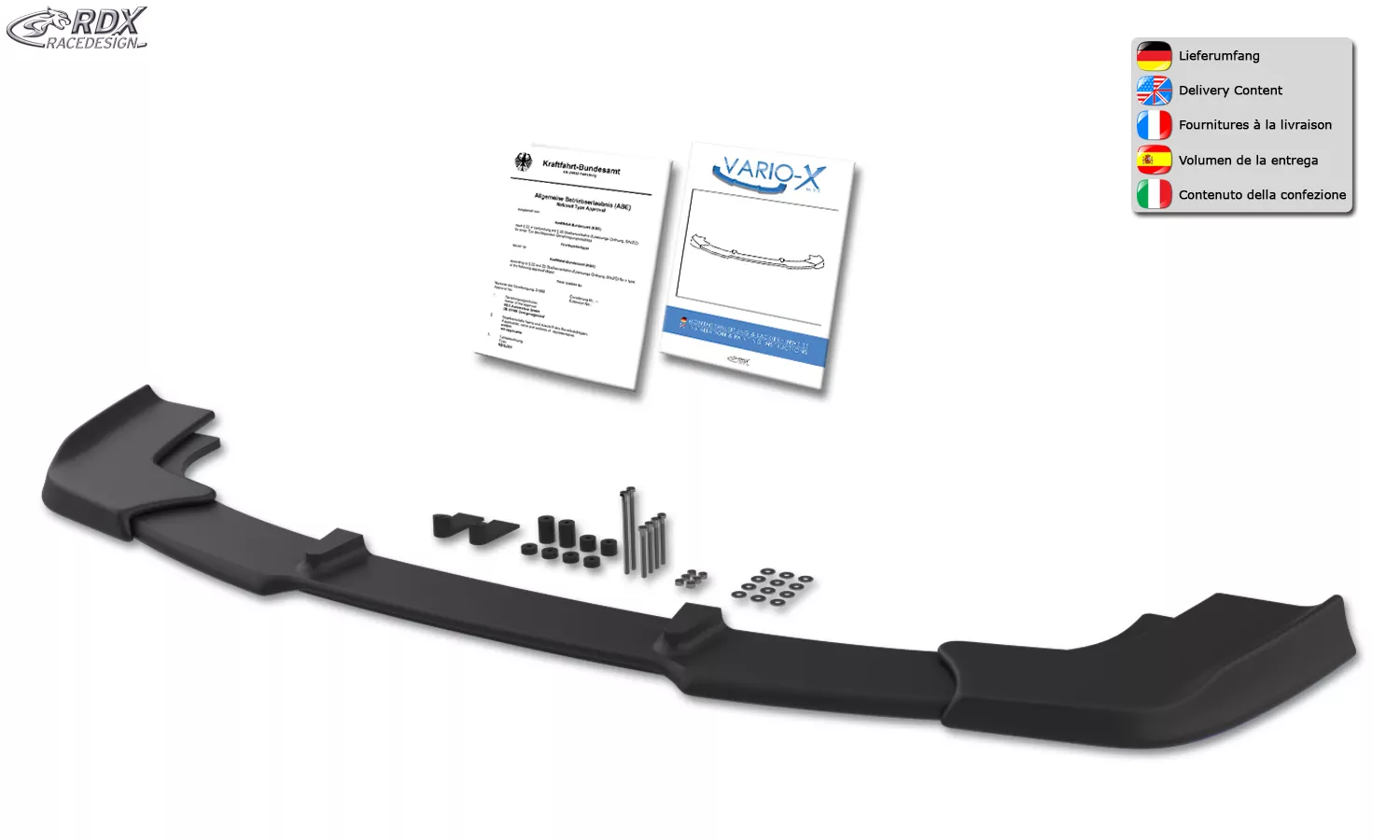 RDX Frontspoiler VARIO-X für BMW 5er E39 M5 bzw. M-Technik Frontstoßstange Frontlippe Front Ansatz Vorne Spoilerlippe