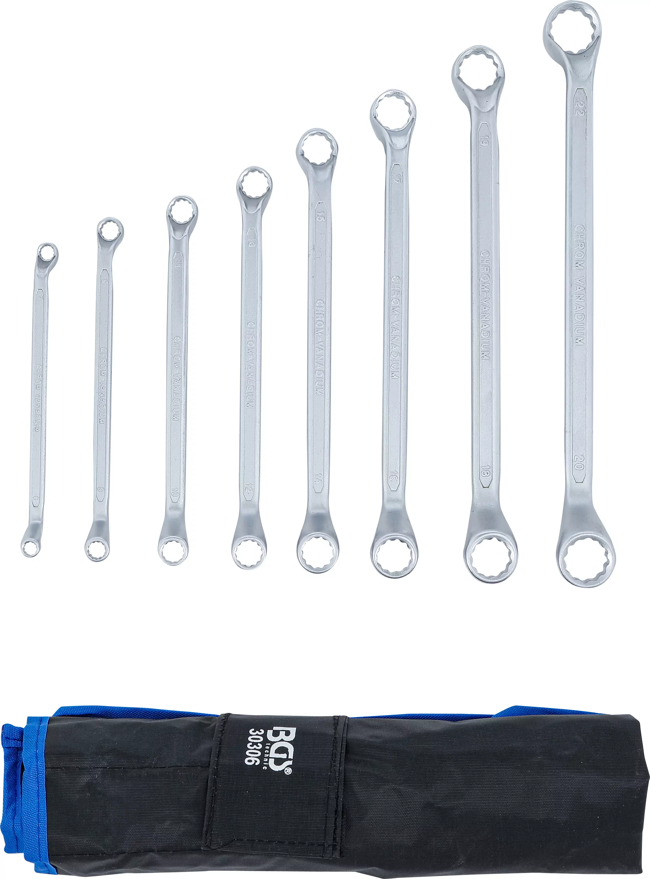 Doppel-Ringschlüssel-Satz | tief gekröpft | SW 6 x 7 - 20 x 22 mm | 8-tlg.