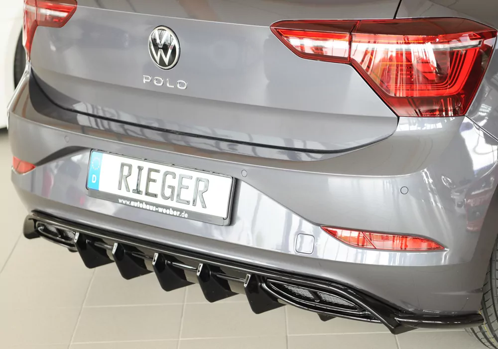 Rieger Heckeinsatz glanz schwarz für VW Polo (AW) R-Line 5-tür. 06.17-05.21 (bis Facelift)