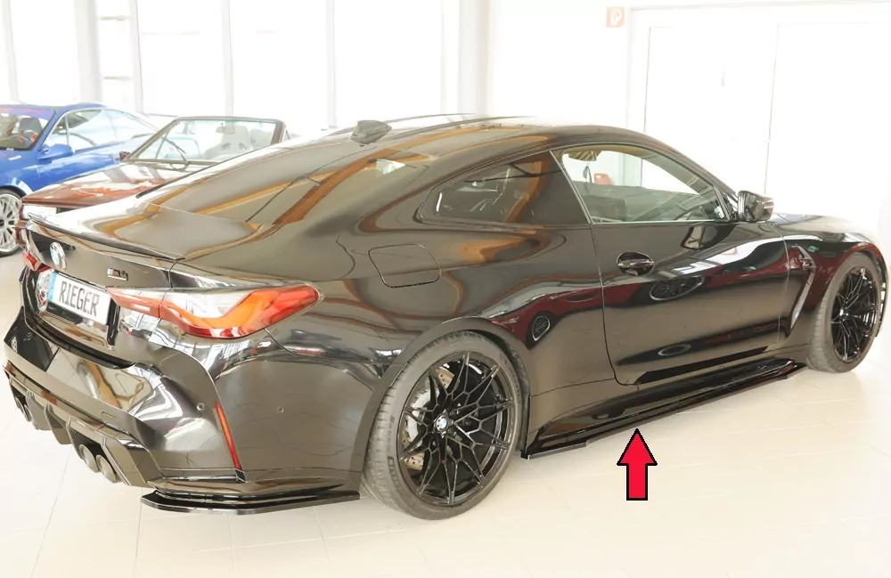 Rieger Seitenschweller rechts ansatz glanz schwarz für BMW 4er G83 M4 (G234M) Cabrio 06.21-