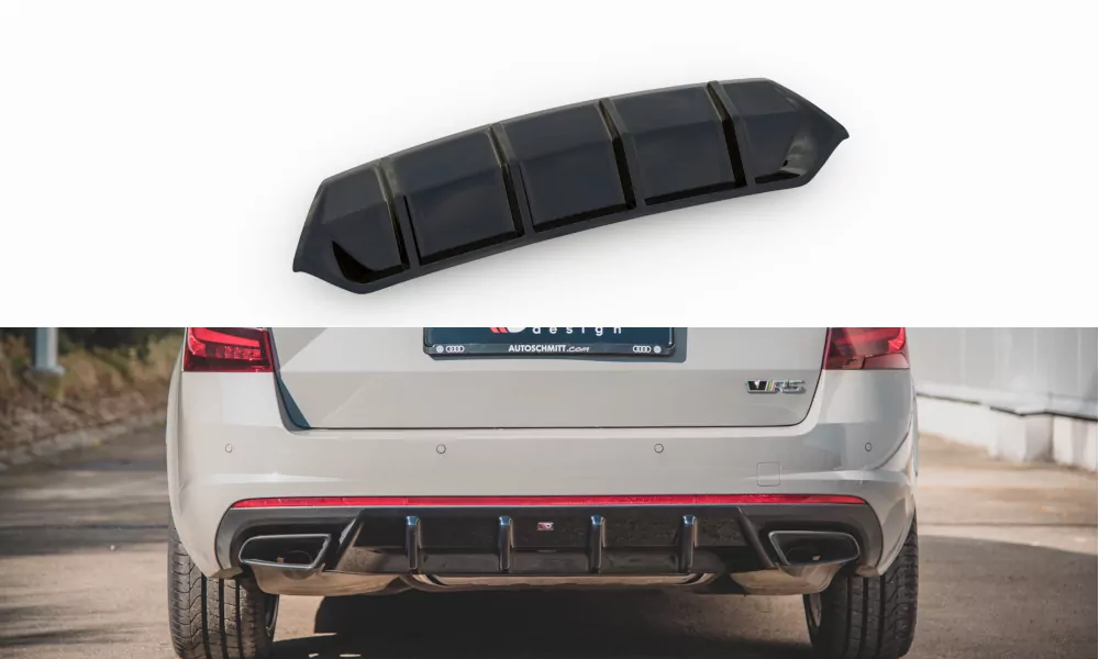 Diffusor Heck Ansatz Passend Für V.1 Skoda Octavia RS Mk3 / Mk3 FL Hatchback / Kombi Schwarz Hochglanz