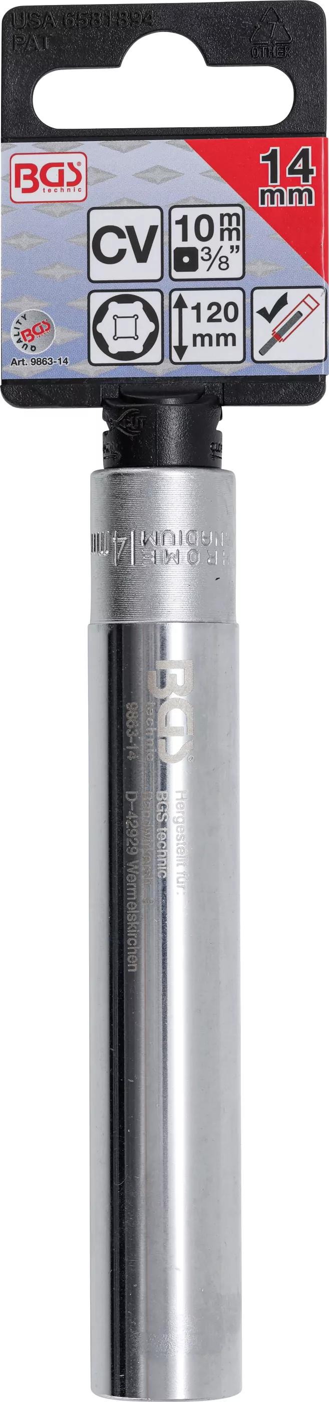 Steckschlüssel-Einsatz Sechskant, extra tief | Antrieb Innenvierkant 10 mm (3/8") | 14 mm