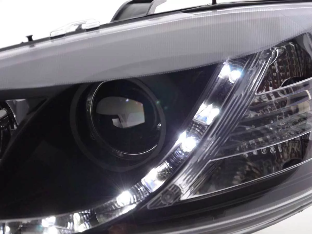 Scheinwerfer Set Daylight LED TFL-Optik Opel Astra G Bj. 98-03 schwarz