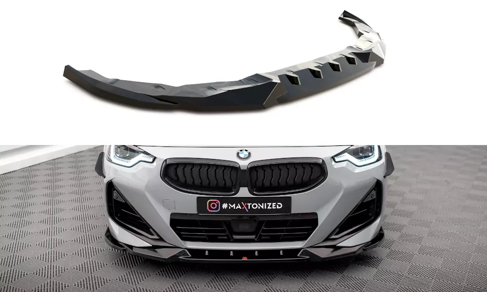 Front Ansatz V.2 Für BMW 2 Coupe M-Paket / M240i G42 Schwarz Hochglanz