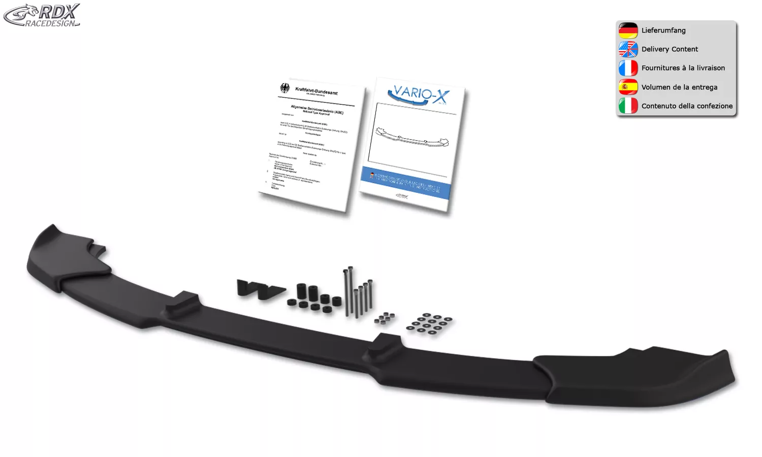 RDX Frontspoiler VARIO-X für BMW i3 & i3s Frontlippe Front Ansatz Vorne Spoilerlippe