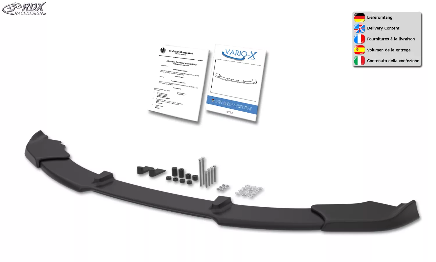 RDX Frontspoiler VARIO-X für BMW 3er E46 Limousine / Touring 2002+ Frontlippe Front Ansatz Vorne Spoilerlippe