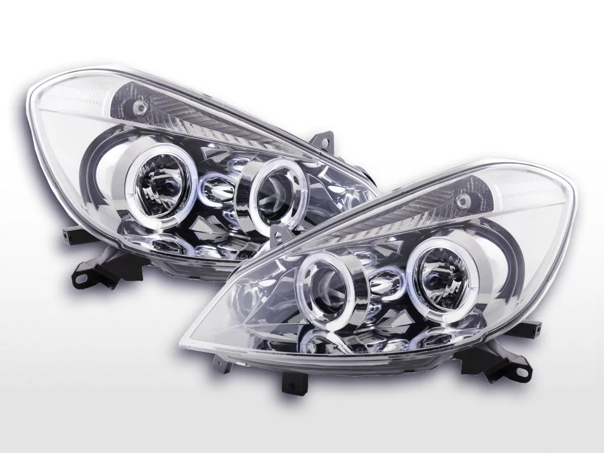 Scheinwerfer Set Renault Clio Typ R Bj. 05- chrom für Rechtslenker