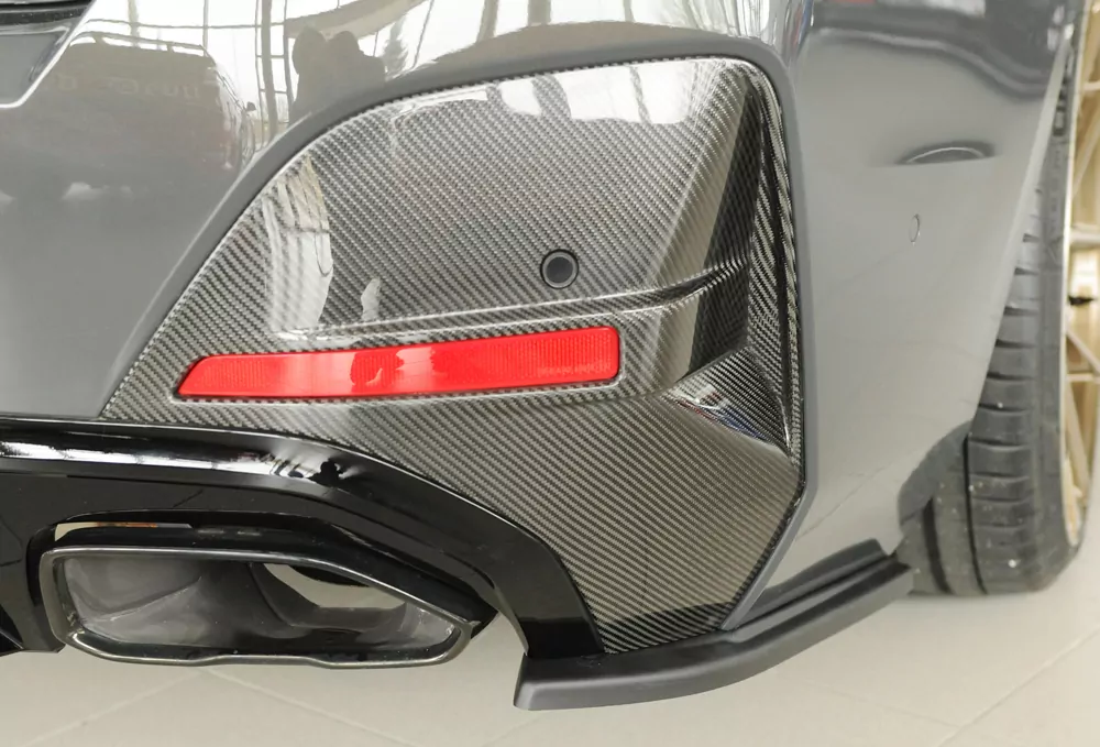 Rieger Heckschürzenansatz seitlich rechts matt schwarz für BMW i4 M G26  (G4C) Gran Coupé (5-tür.) 11.21-