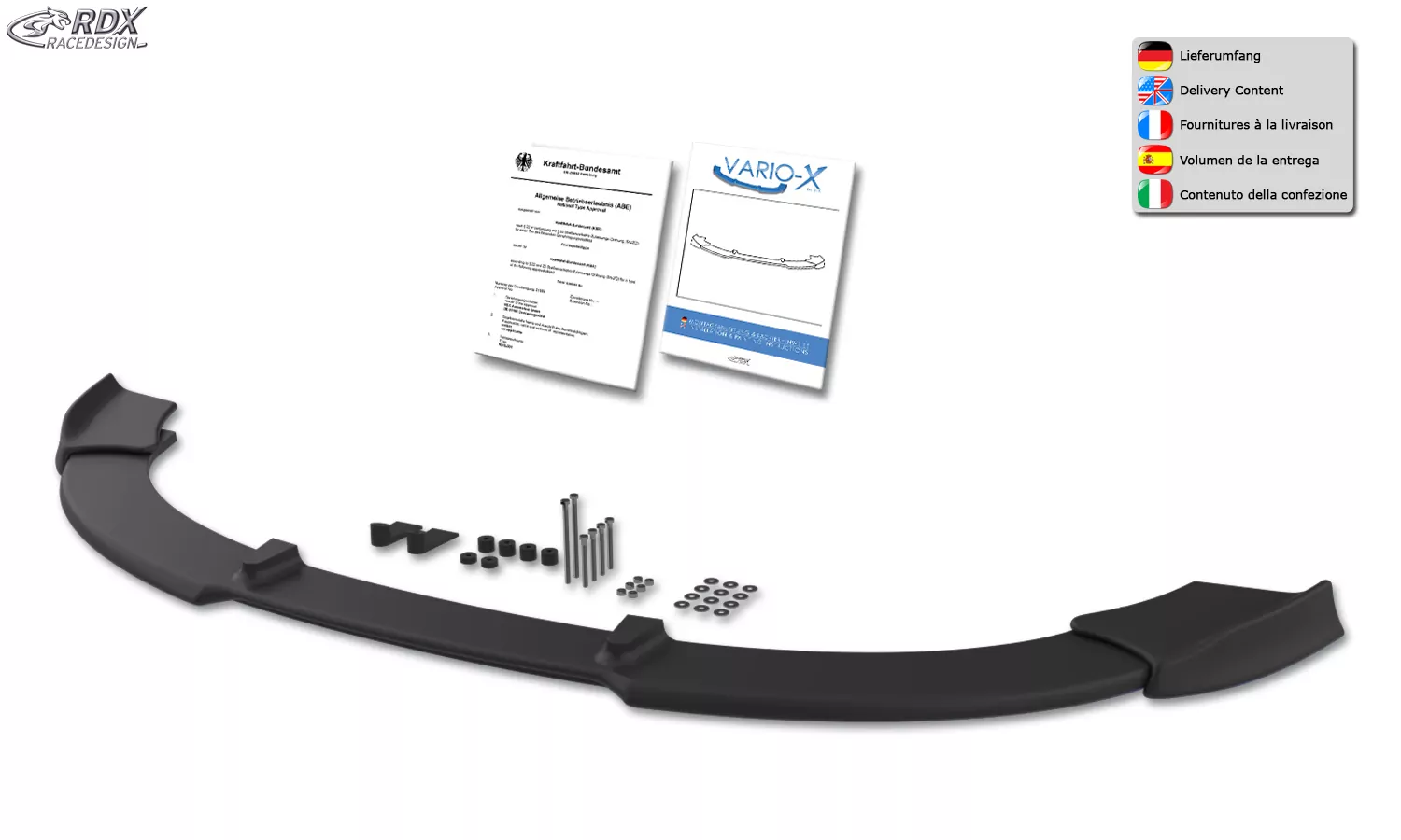 RDX Frontspoiler VARIO-X für KIA Ceed Typ JD Frontlippe Front Ansatz Vorne Spoilerlippe