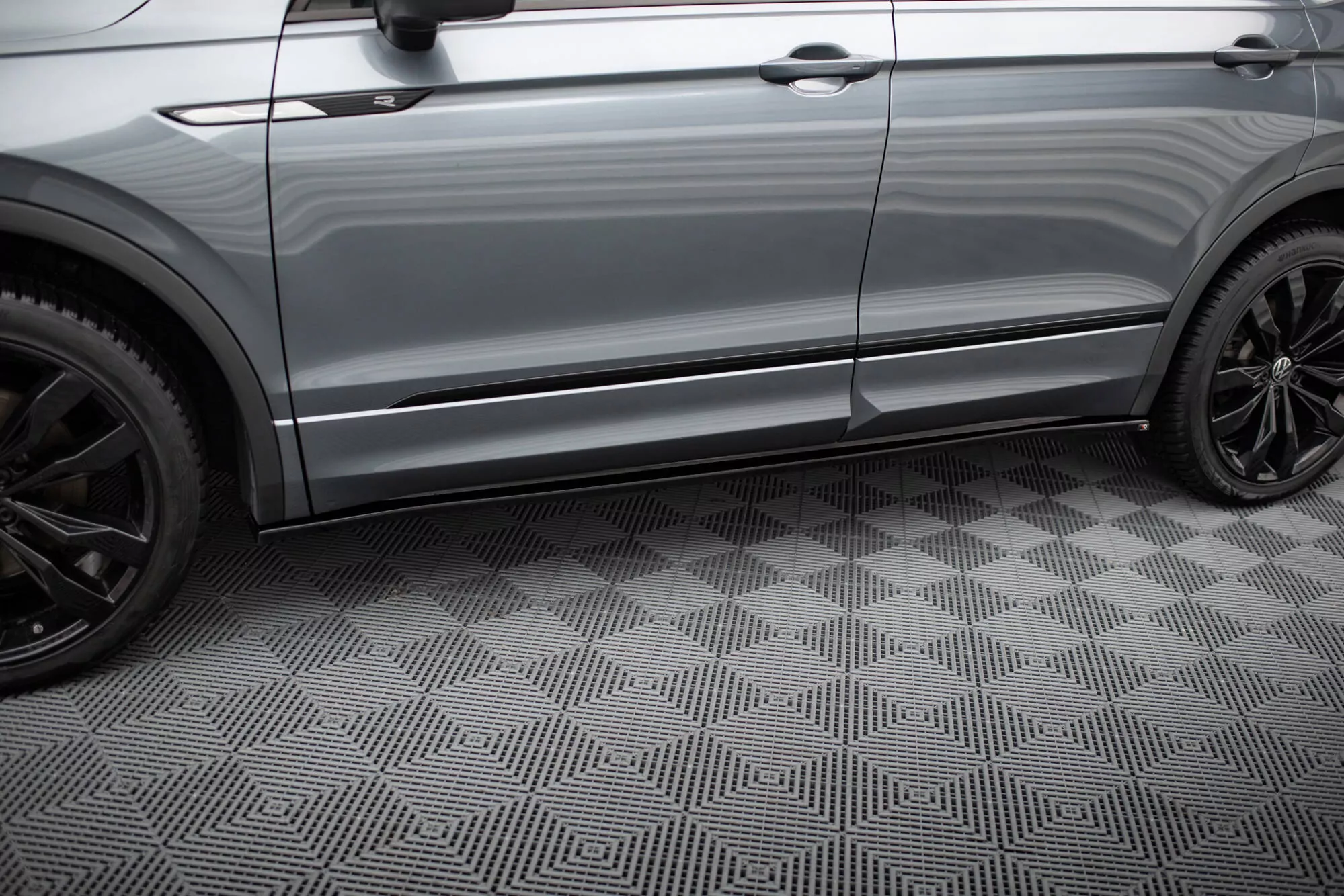 Seitenschweller Ansatz Für Volkswagen Tiguan Allspace Mk2 Schwarz Hochglanz