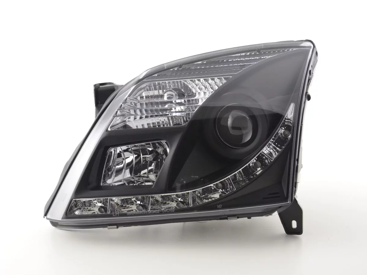 Scheinwerfer Set Daylight LED TFL-Optik Opel Vectra C Bj. 02-05 schwarz für Rechtslenker