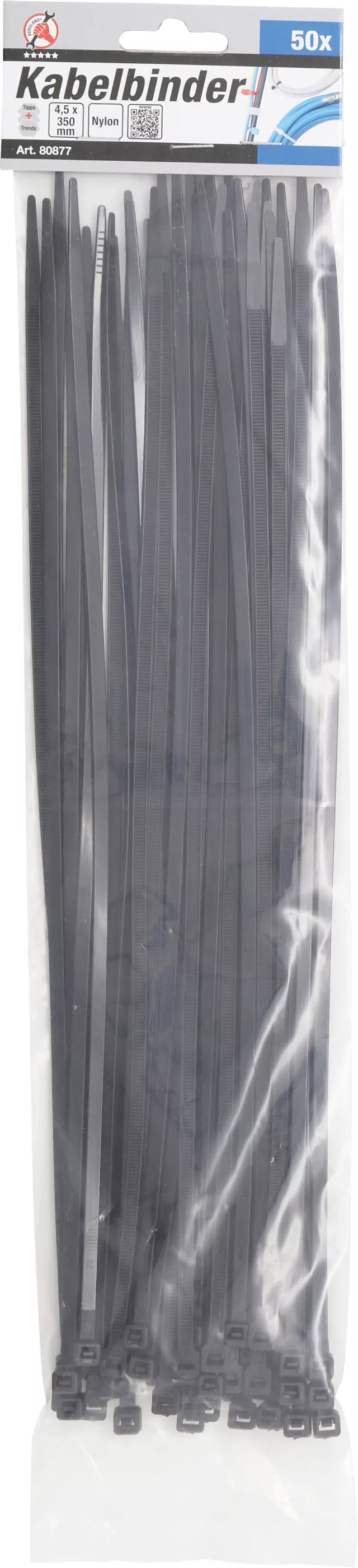 Kabelbinder-Sortiment | schwarz | 4,5 x 350 mm | 50-tlg.