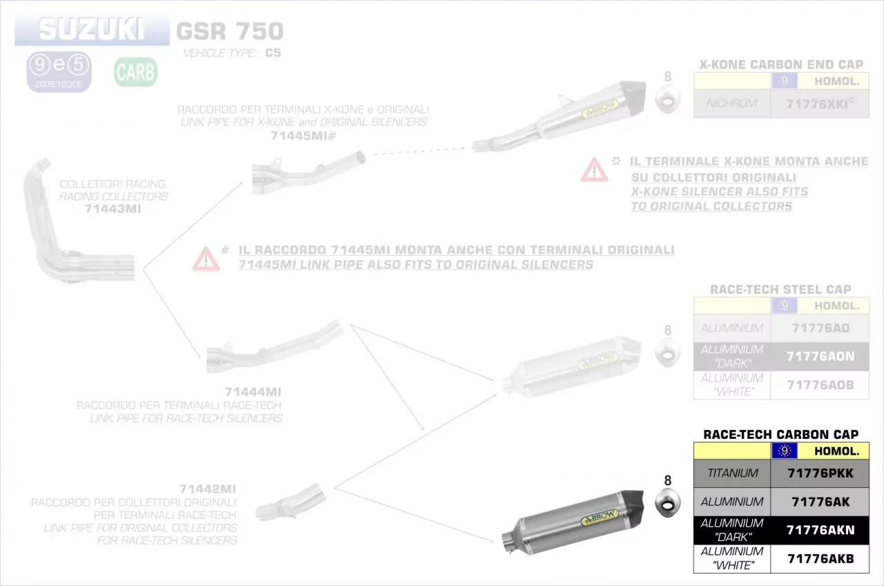 Arrow Race-Tech Aluminium Schwarz Suzuki GSR 750 11-14/GSX-S 750 17-20