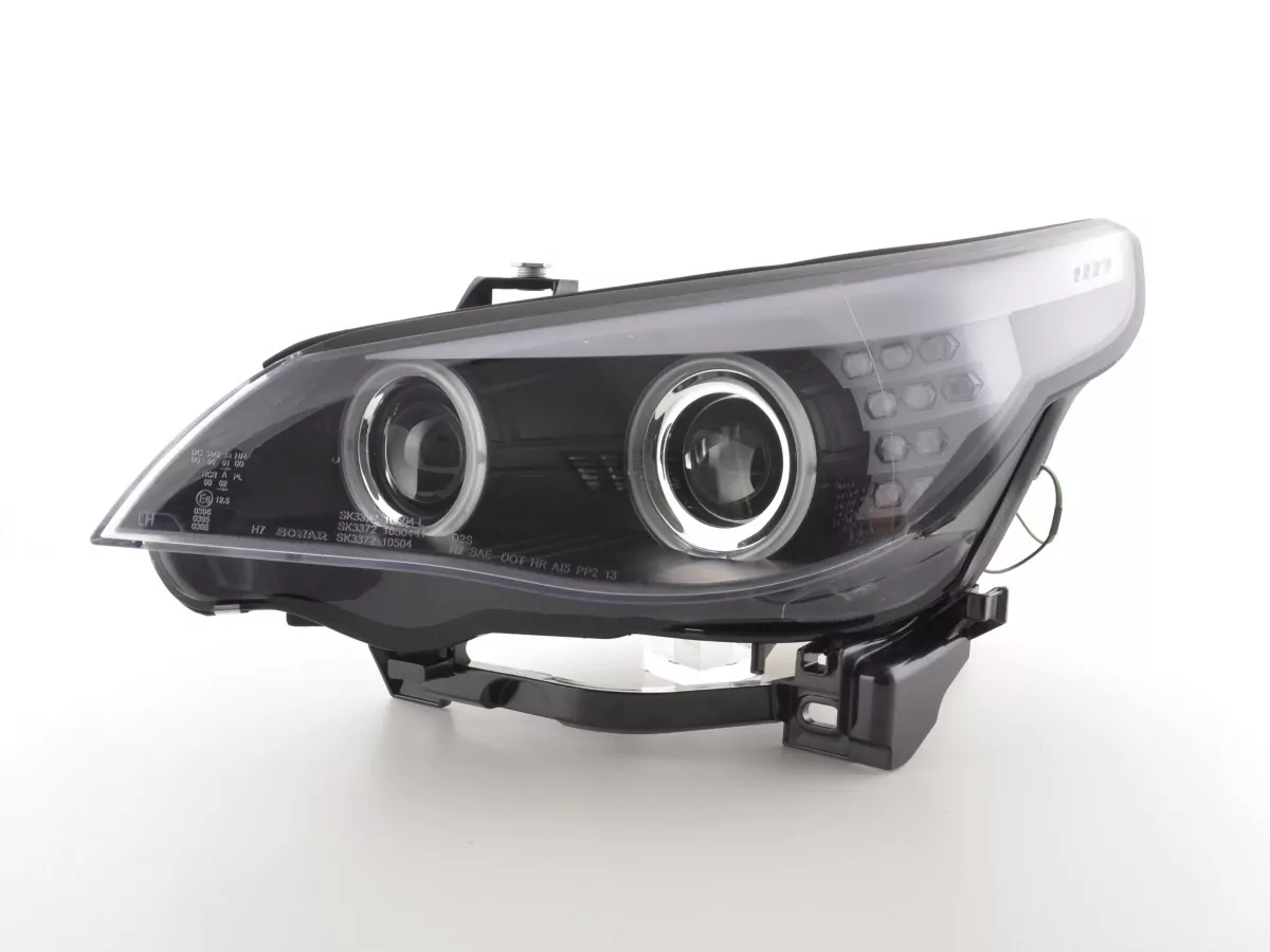 Scheinwerfer Set Xenon Angel Eyes CCFL BMW 5er E60/E61 Bj. 05-08 schwarz für Rechtslenker