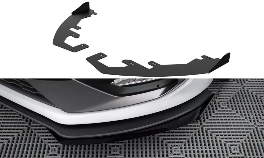 Front Stoßstangen Racing Flaps Passend Für Ford Fiesta Mk8 ST / ST-Line Schwarz Hochglanz