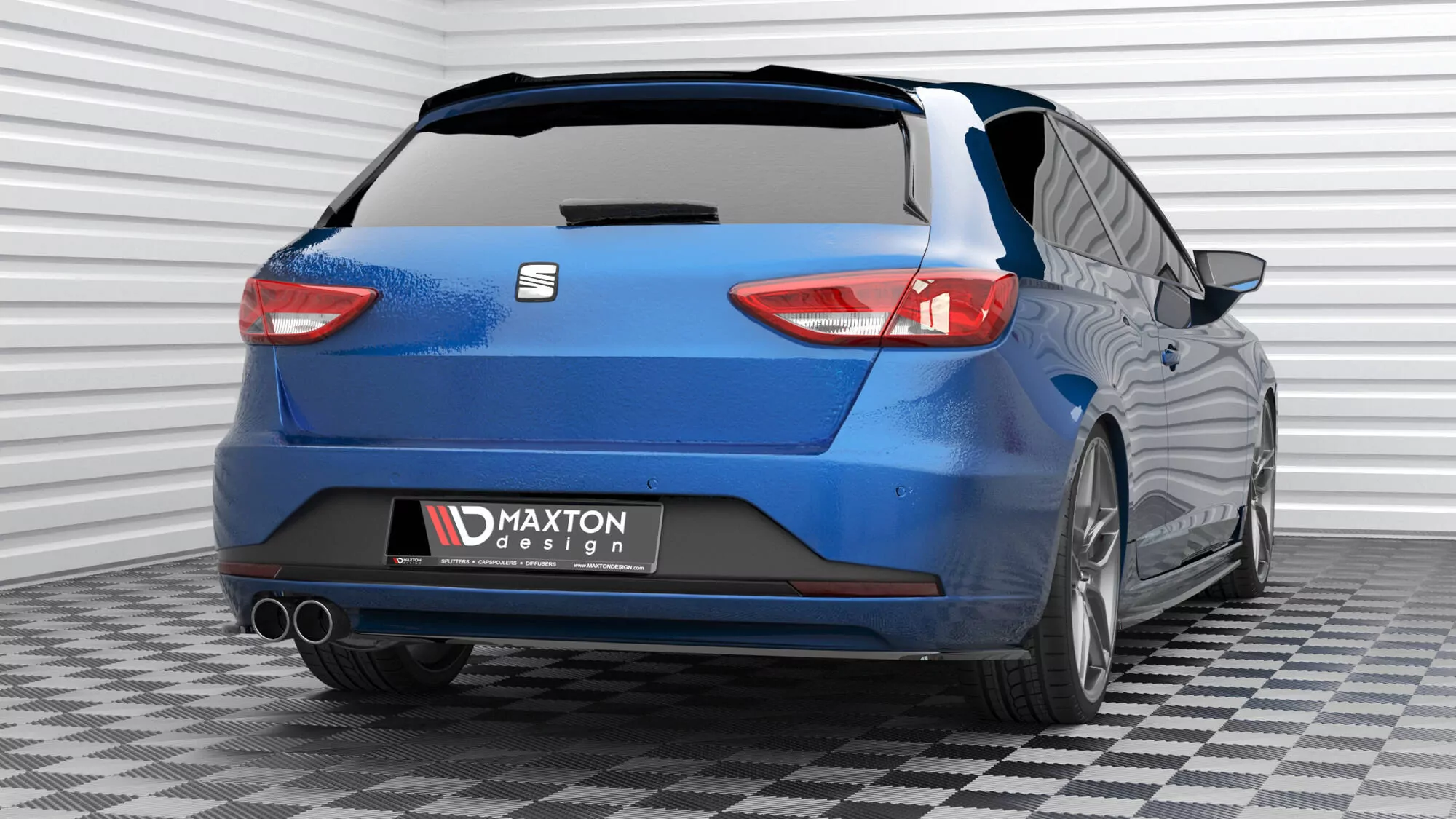 Heck Ansatz Flaps Diffusor V.3 Für Seat Leon FR Sportstourer Mk3 Schwarz Hochglanz