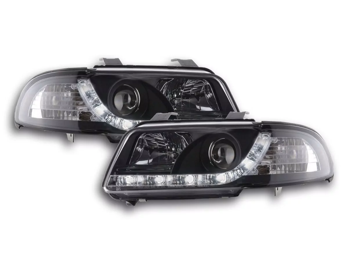Scheinwerfer Set Daylight LED Tagfahrlicht Audi A4 B5 8D Bj. 99-01 schwarz
