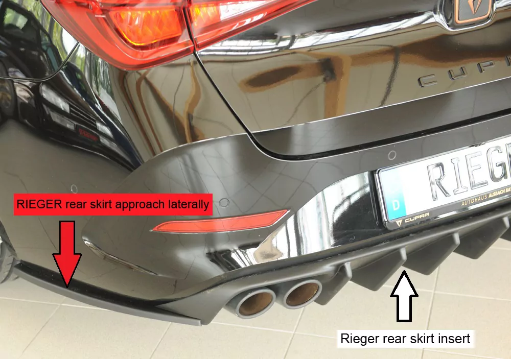 Rieger Heckschürzenansatz seitlich links matt schwarz für Seat Leon (KL) 5-tür. (ST/Sportstourer) 09.20-06.24 (bis Facelift)