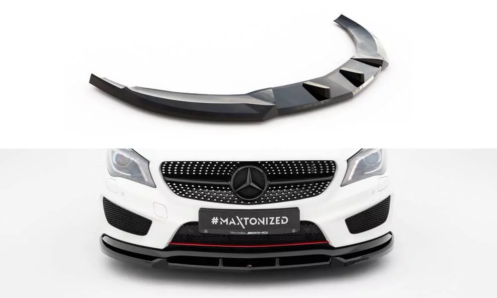 Front Ansatz Für Mercedes-Benz CLA AMG-Line C117 Schwarz Hochglanz