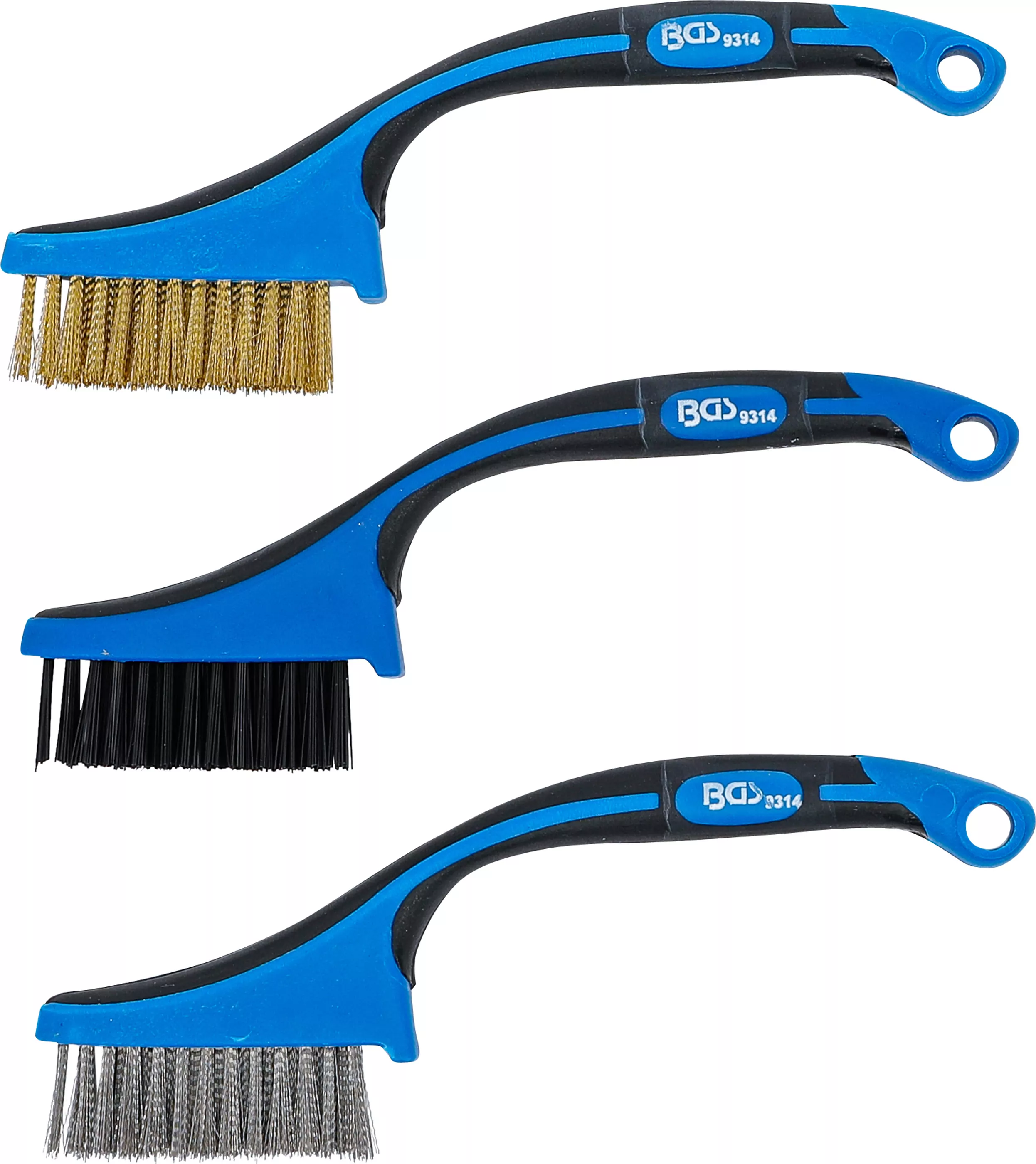 Mini-Bürsten-Satz | Nylon, Messing, Edelstahl | 165 mm | 3-tlg.