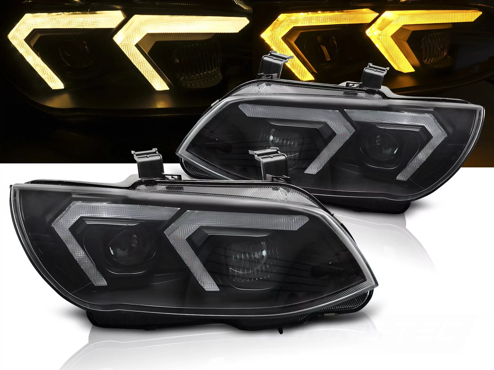 Xenon Headlights Yellow Led Black Drl Fits Bmw E92 / E93 Lci 10-13