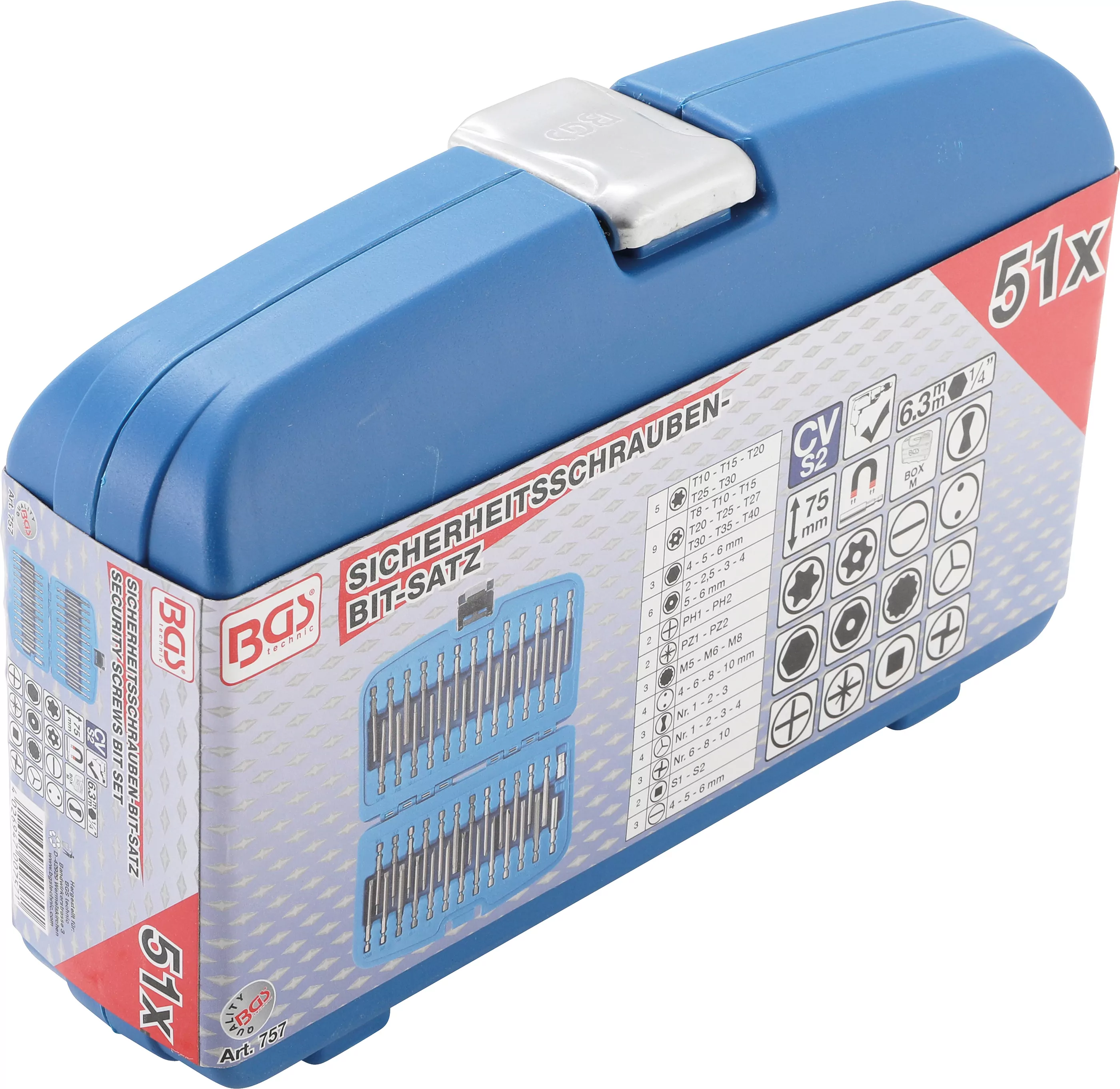 Sicherheitsschrauben-Bit-Satz, lang | 51-tlg.