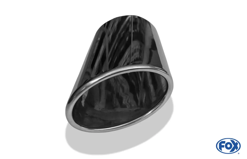 Anschweißendrohr Typ 38 - Rechts  106x71 mm / Länge: 200 mm - oval  - seitlich nach rechts abgeschrägt / eingerollt / ohne Absorber