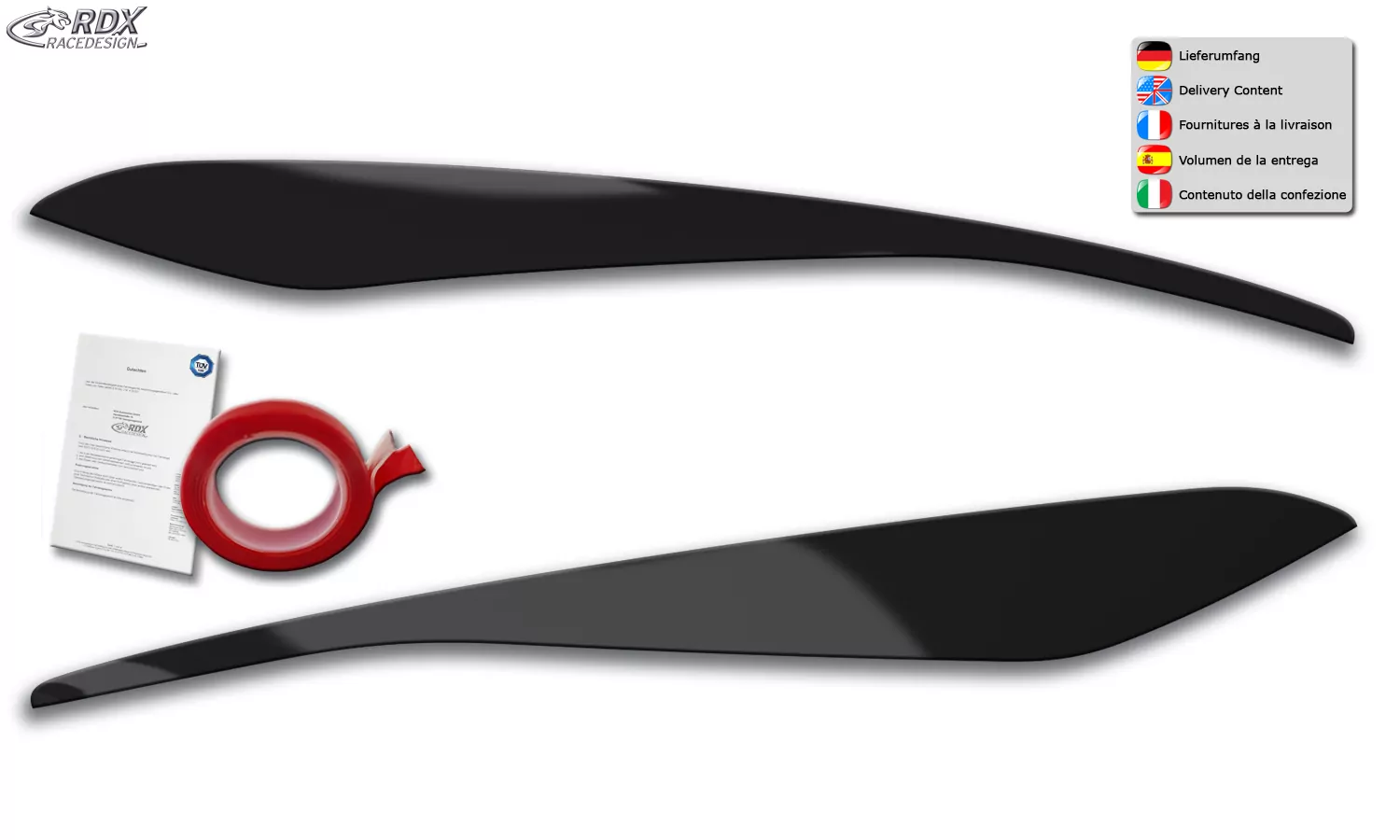 RDX Scheinwerferblenden für FORD Fiesta MK8 JHH (2017-2022) Böser Blick Glänzend