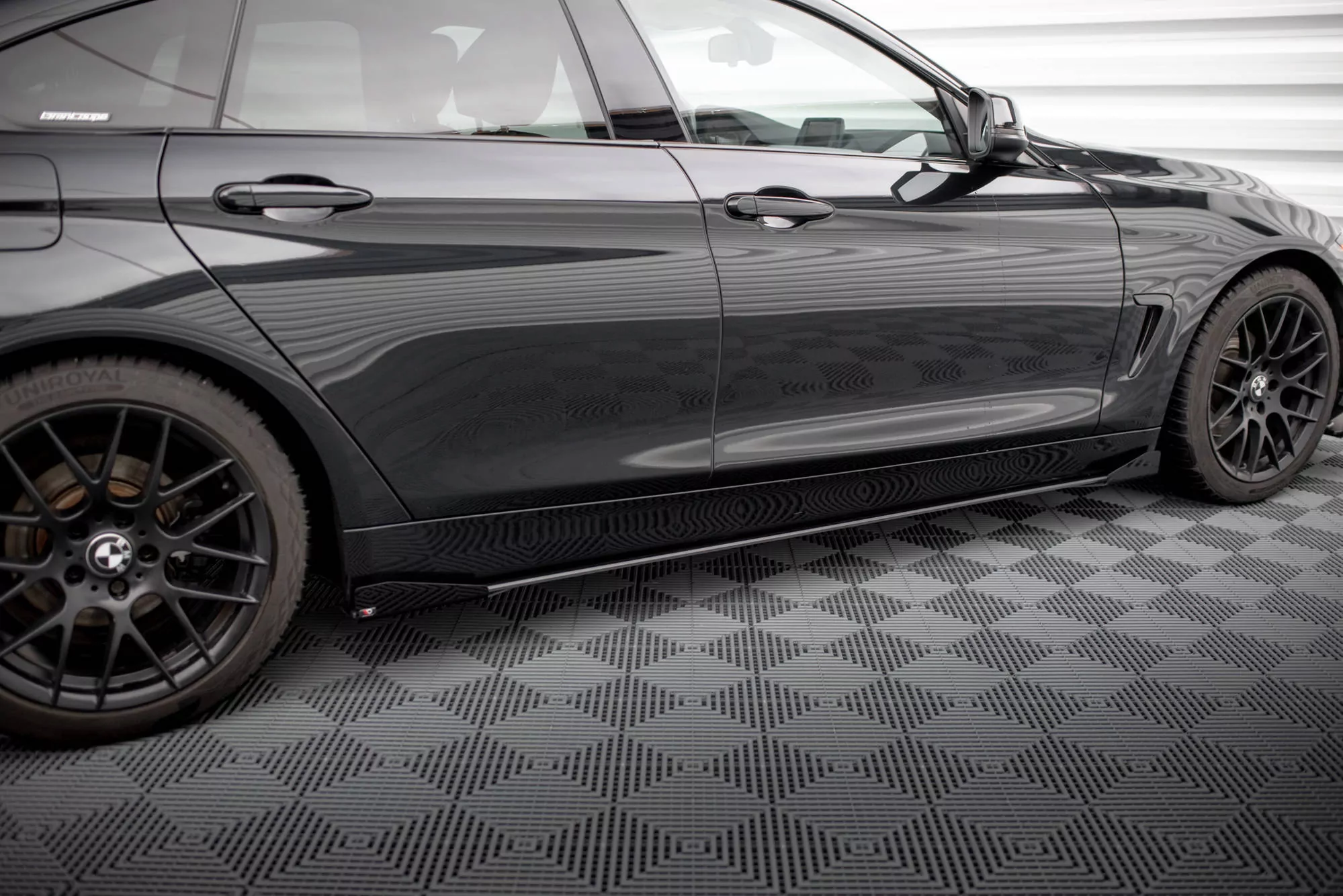 Street Pro Seitenschweller Ansatz Für + Flaps BMW 4er Gran Coupe F36 Schwarz Hochglanz