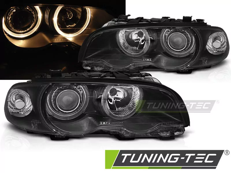 HEADLIGHTS ANGEL EYES BLACK fits BMW E46 04.99-08.01 COUPE CABRIO 