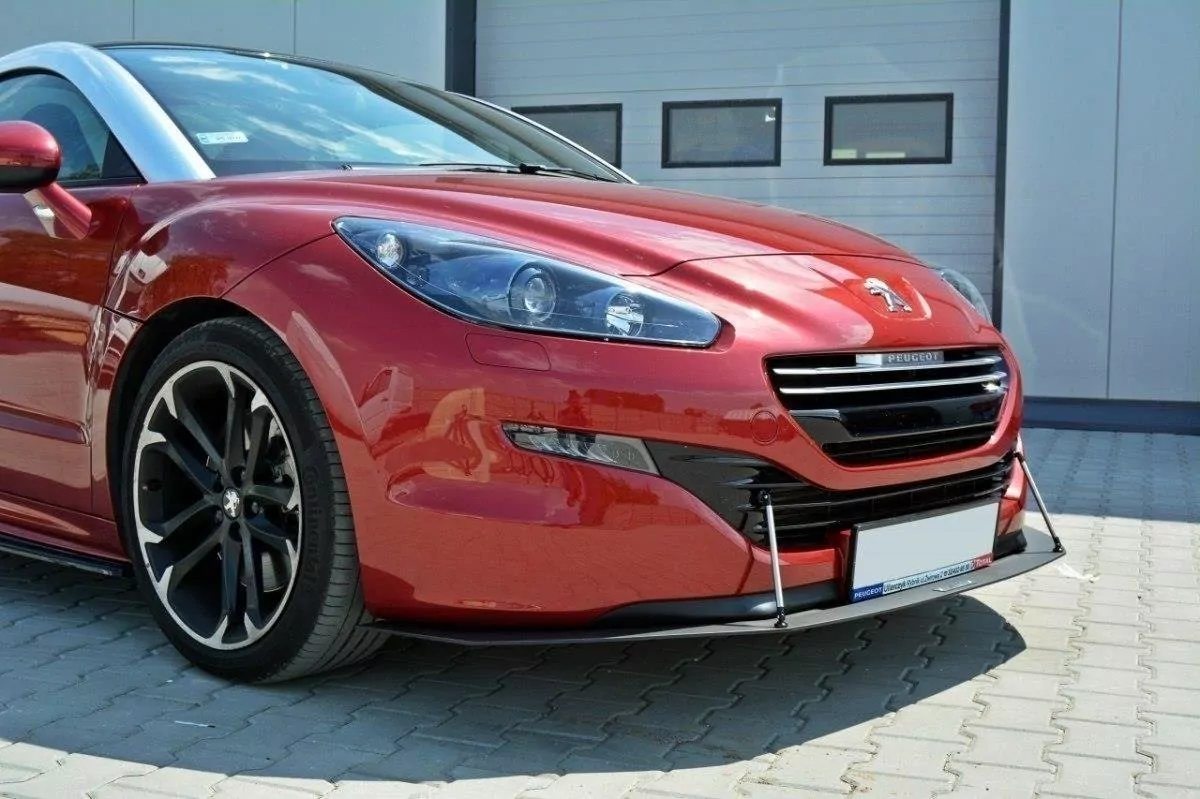 Front Ansatz Passend Für PEUGEOT RCZ Facelift passend Für : Peugeot RCZ Facelift Version 2012-2015Lieferumfang:SPLITTER /Frontansatz Mit KoppelstangenMontage-Kit (Schrauben)MontageanleitungWITHOUT Wings !