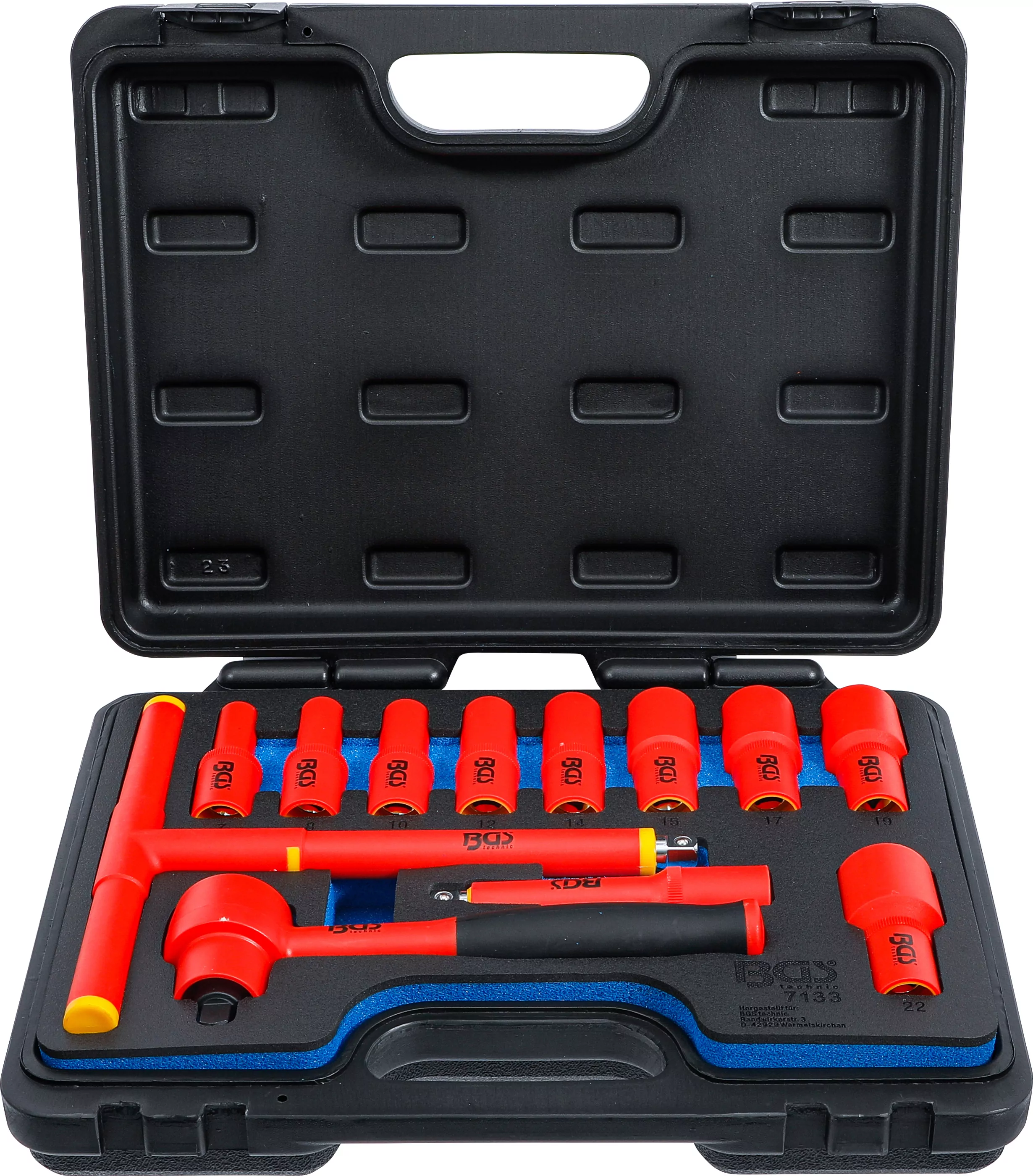 VDE-Steckschlüssel-Satz | Antrieb Innenvierkant 10 mm (3/8") | SW 7 - 22 mm | 12-tlg.