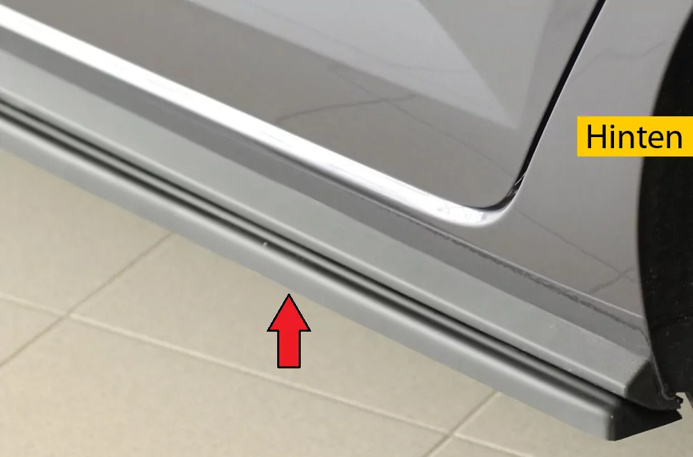 Rieger Seitenschweller links ansatz matt schwarz für VW Polo (AW) R-Line 5-tür. 06.17-05.21 (bis Facelift)