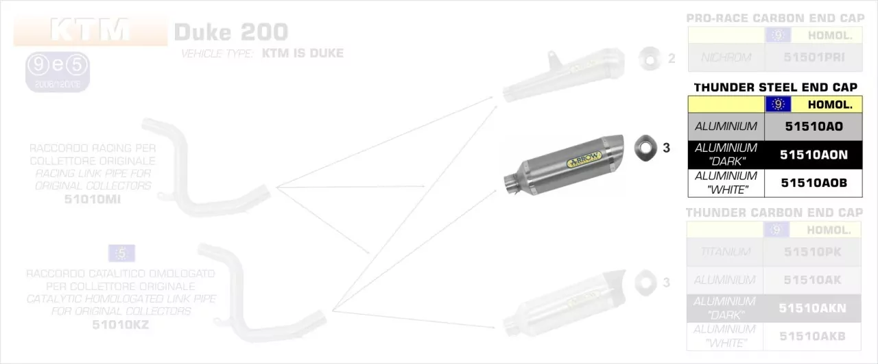 Arrow Thunder Aluminium Schwarz KTM Duke 125 11-16/Duke 200 11-14