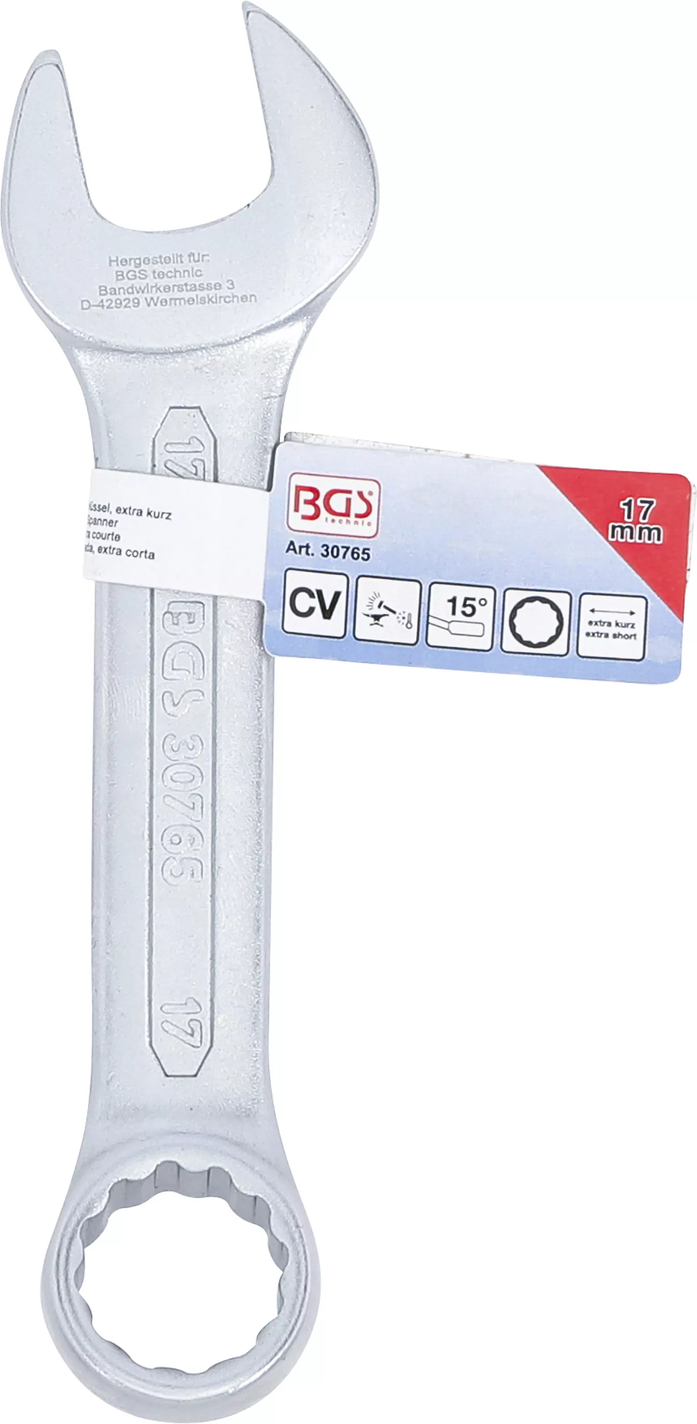 Maul-Ringschlüssel, extra kurz | SW 17 mm