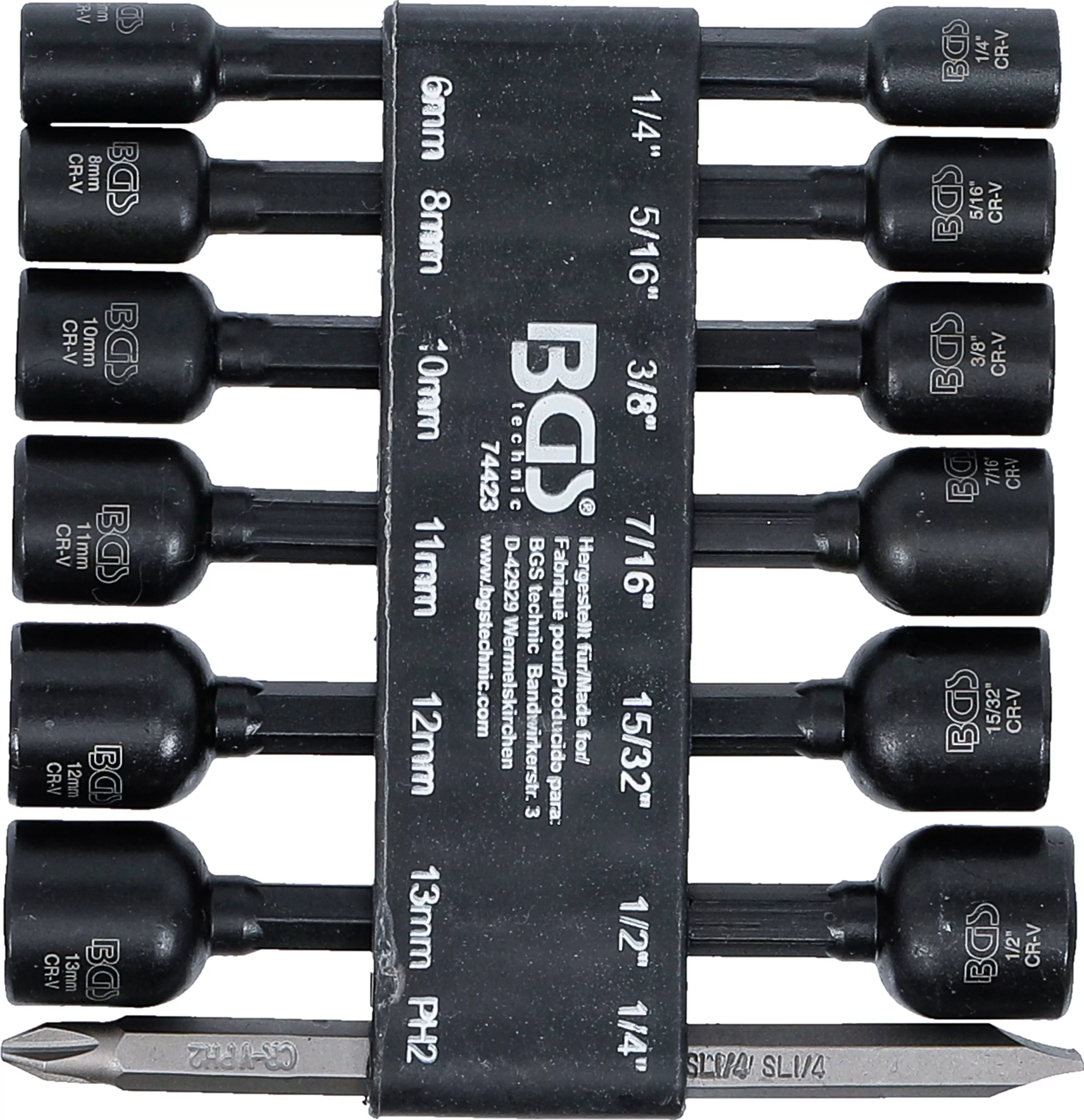 Steckschlüssel-Einsatz-Satz Sechskant | Antrieb Außensechskant 6,3 mm (1/4") | für Bohrmaschinen | SW 1/4 - 1/2", 6 - 13 mm | 14-tlg.